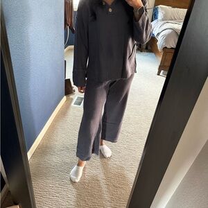 Wide Leg Women's Lounge Pants - Charcoal